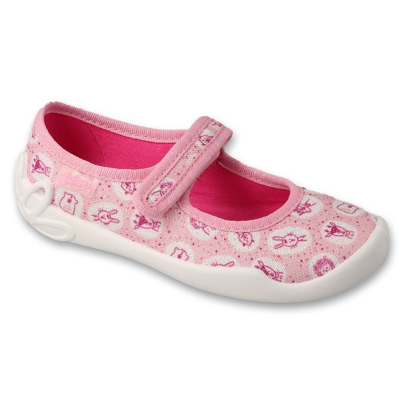 Befado chaussons enfant avec velcro, semelles respirantes, 114X547, rose