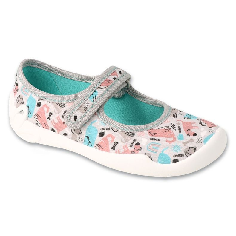 Befado chaussons enfant avec velcro, semelles respirantes, 114X550, gris/coloré