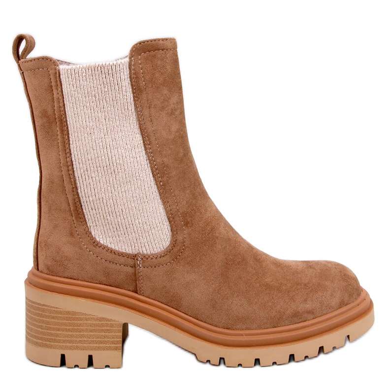 Bottines Chelsea avec revers pull kaki beige