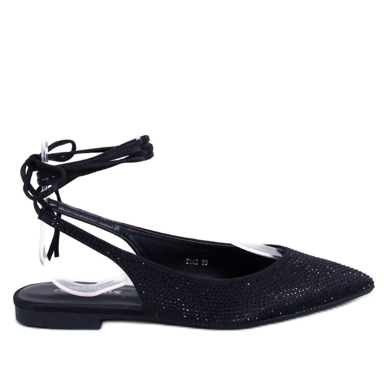 Ballerines avec strass talon ouvert Noir le noir