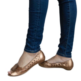 Ballerines ajourées dorées à bout ouvert