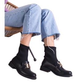 Bottines noires avec tige en tissu