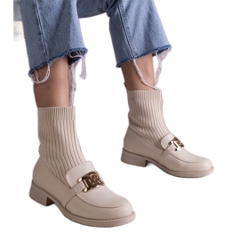 Bottines beiges avec tige en tissu