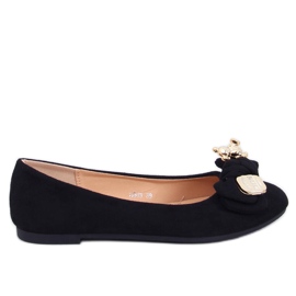 Ballerines en daim avec un ours en peluche noir le noir