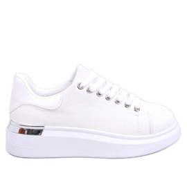 Sneakers toile sportive féminine sur les quartiers blancs