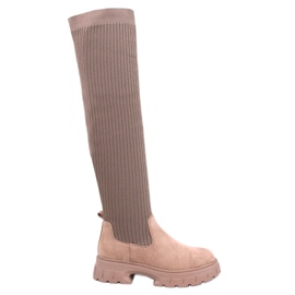 Bottines chaussettes kaki beige