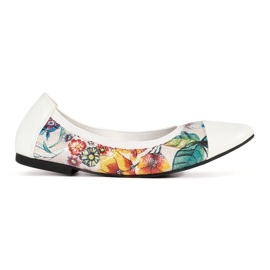 Goodin Ballerines fleuries à bout blanc verni