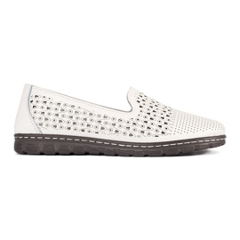 Goodin Chaussures de ballerines en cuir blanc confortable Openwork confortable blanche