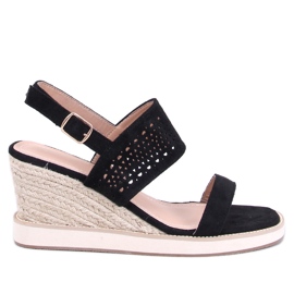 Sandales espadrilles compensées noires