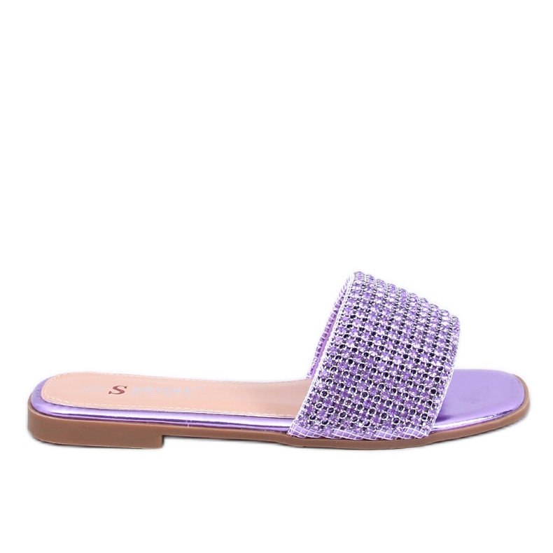 Les tongs des femmes avec des zircons violets Les tongs des femmes avec des zircons violets