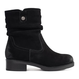 Bottines noires avec tige en cuir à volants par Sergio Leone