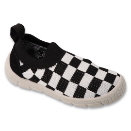 Chaussons enfants Befado 102X030 noirs à carreaux blancs le noir