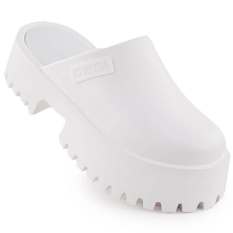 Tongs Big Star NN274015 blanches pour femmes à semelle massive