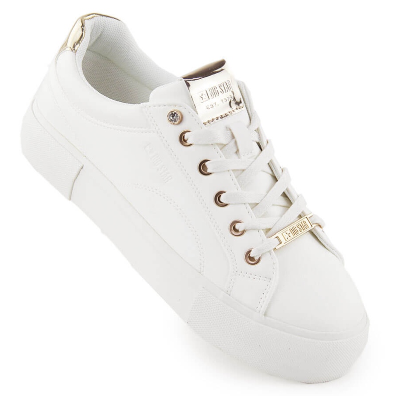 Baskets à plateforme pour femmes en éco-cuir, blanc Big Star NN274211 blanche Baskets à plateforme pour femmes en éco-cuir, blanc Big Star NN274211 blanche