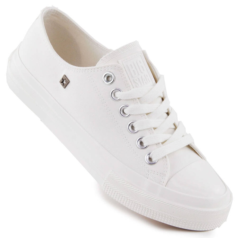 Baskets basses en textile pour femme, blanches Big Star NN274285