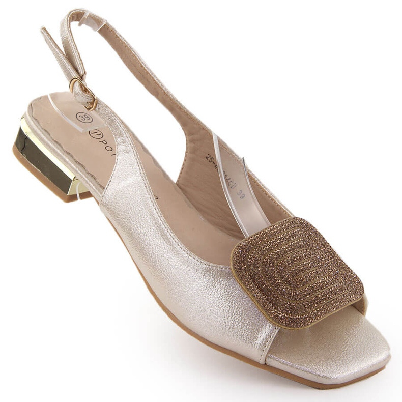 Sandales pour femmes élégantes avec décoration en zircon doré Potocki WS43314 d'or