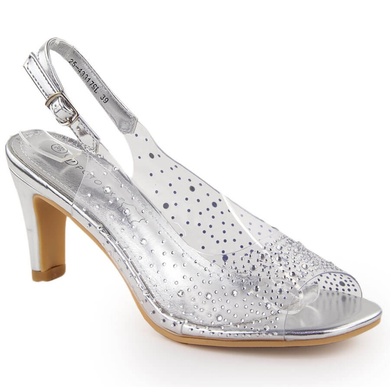 Sandales femme transparentes à talons hauts avec zircons argentés Potocki WS43317 Sandales femme transparentes à talons hauts avec zircons argentés Potocki WS43317