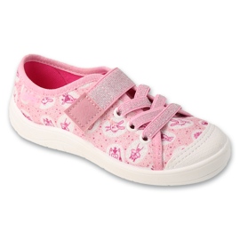 Befado chaussons enfants 351X037 rose avec applications Befado chaussons enfants 351X037 rose avec applications