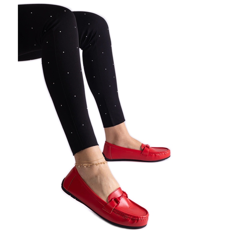 Mocassins classiques rouges en cuir écologique