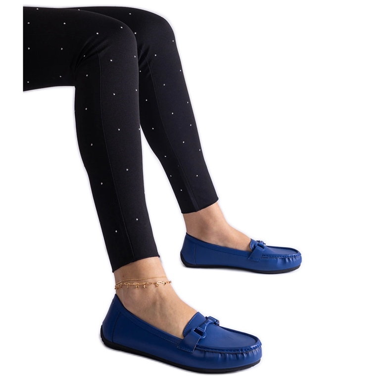 Mocassins classiques bleus en cuir écologique Mocassins classiques bleus en cuir écologique