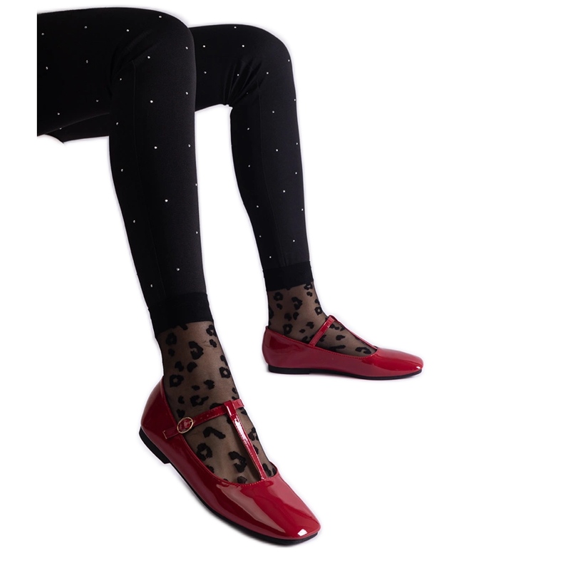 Ballerines vernies rouges avec ceinture