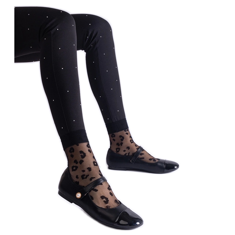 Ballerines noires à bout verni, fermées par velcro le noir