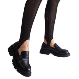 Mocassins noirs pour femmes en cuir écologique