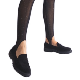 Mocassins noirs ajourés en éco-daim