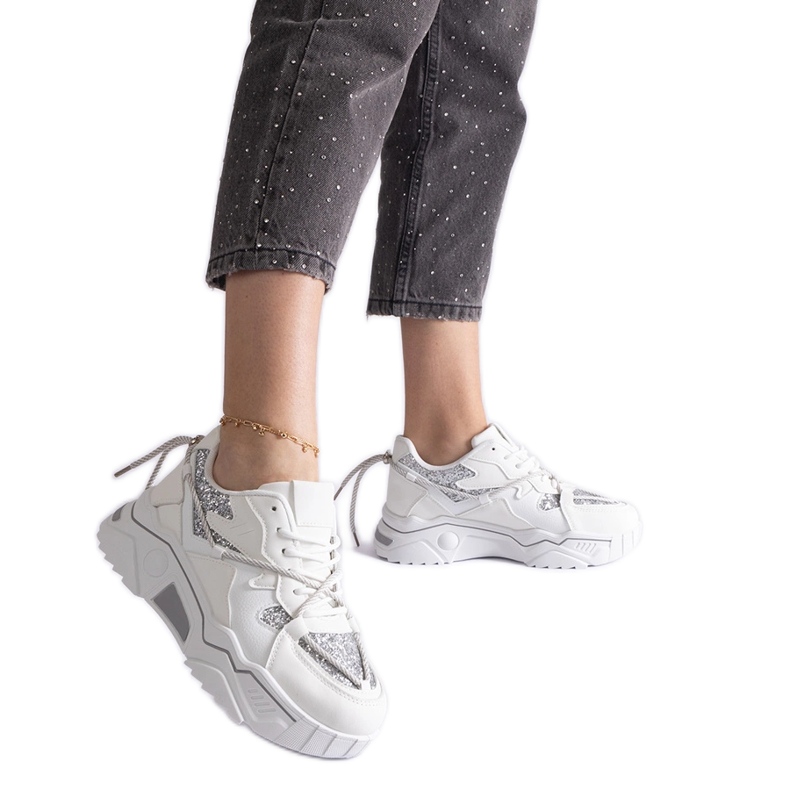 Baskets femme blanches à paillettes
