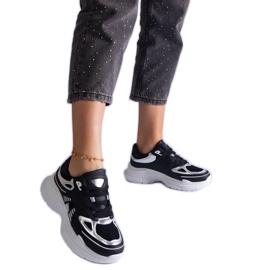 Baskets femme noires avec empiècements argentés