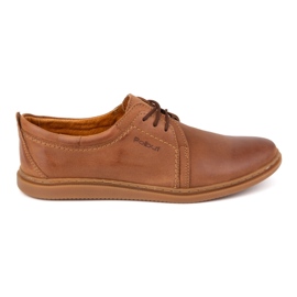 Chaussures casual en cuir pour hommes 2131 POLBUT camel brun