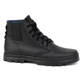 Bottines en cuir pour hommes POLBUT 2130 noir