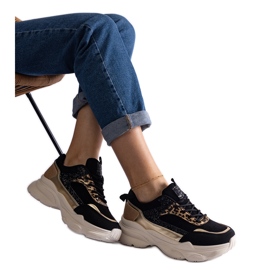 Baskets noires avec empiècements pailletés le noir