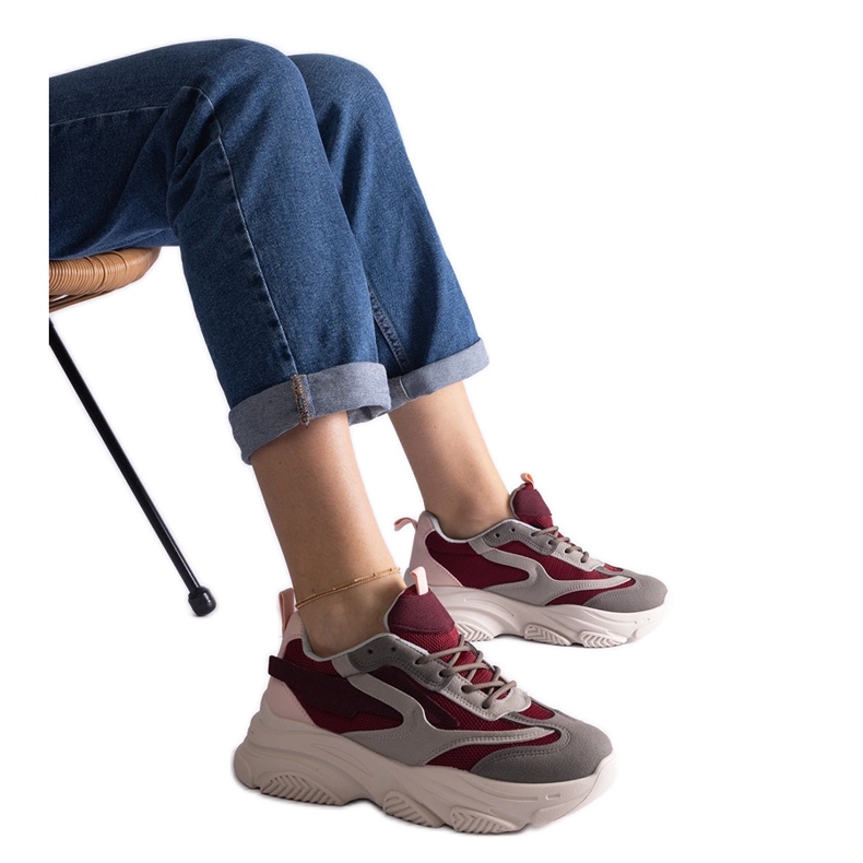 Baskets femme bordeaux et grises rouge Baskets femme bordeaux et grises rouge