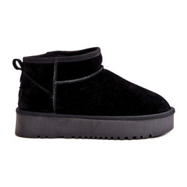 Bottes de neige en daim pour femmes sur la plate-forme noire le noir