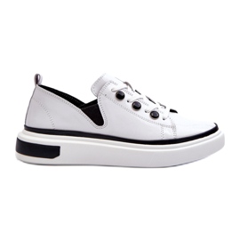 S.Barski Chaussures de sport pour femmes laquées en cuir LR535 blanc blanche