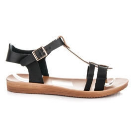 Licean Sandales plates à boucle noir