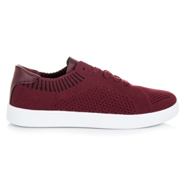 Ideal Shoes Baskets bordeaux femme rouge