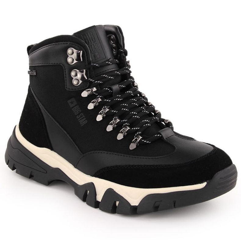 Bottes de randonnée en cuir masculin Big Star OO174182 Black le noir Bottes de randonnée en cuir masculin Big Star OO174182 Black le noir