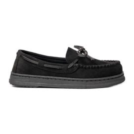 Mocassins en daim noir pour femmes avec un arc le noir Mocassins en daim noir pour femmes avec un arc le noir