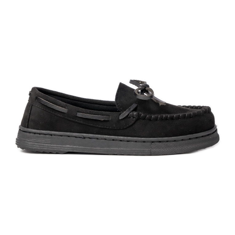 Mocassins en daim noir pour femmes avec un arc le noir
