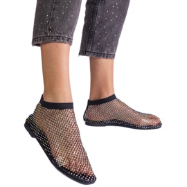 Sandales en mailles noires avec zircons le noir Sandales en mailles noires avec zircons le noir