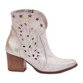 Lewski Shoes Bottes de cowboy en cuir ouvert sur le Lewski Post 3613 Zloty essuyé doré