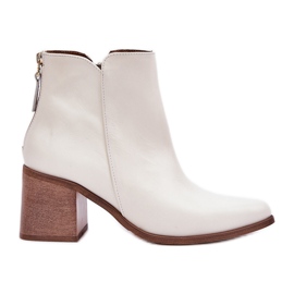 Bots sur le poteau en cuir naturel zazoo 3673 blanc