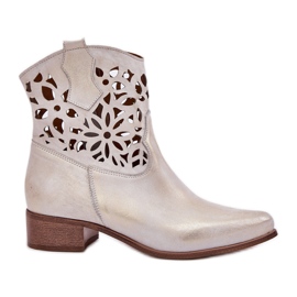 Zazoo 3404 Bottes de travail ouvertes avec en cuir en cuir à thèmes basse doré