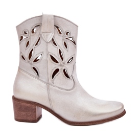 Talons hauts en cuir ouvert Zazoo 3621 Zloty Wiped d'or