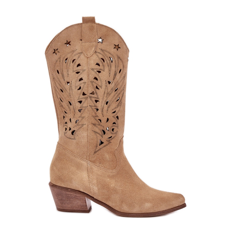 Bottes en daim avec une usine supérieure ouverte Zazoo 3609 Beige