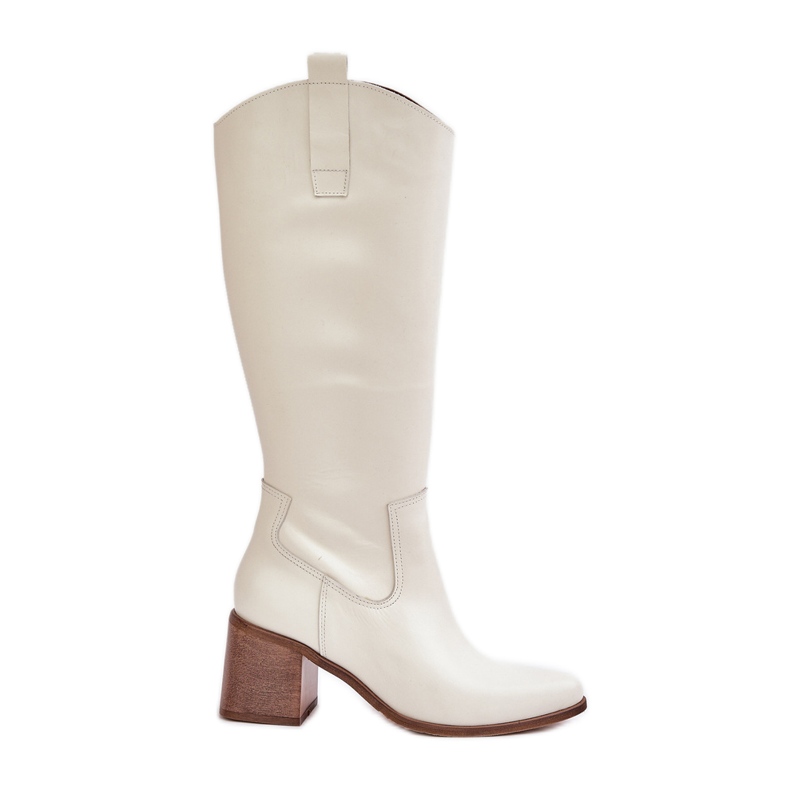 Bottes en cuir devant le genou sur le Zazoo 3675 White Post blanche Bottes en cuir devant le genou sur le Zazoo 3675 White Post blanche