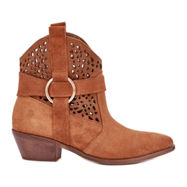 Zazoo 2994 Bottes de cow-boy de camel OpenWork brun