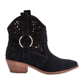 Zazoo 2994 Bottes de cow-boy de cowboy noir ouvert noir